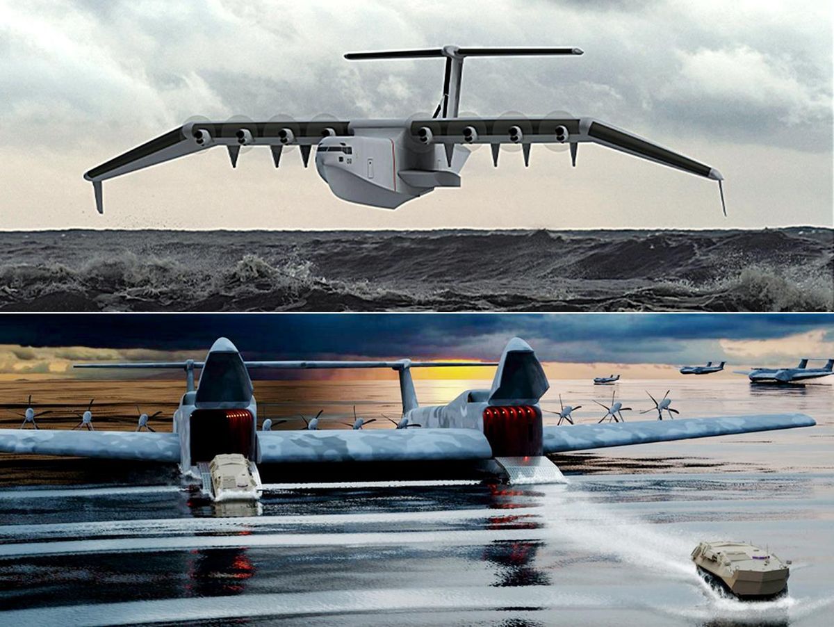 两个概念图像的组合，显示不同的自由升降机飞机