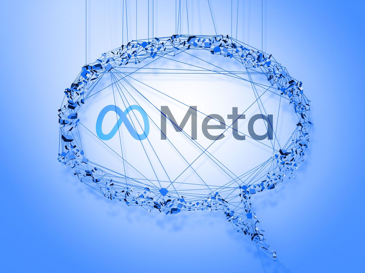 Meta的logo在一个语音泡泡中间